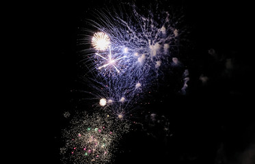 Colorful fireworks in the sky on black background