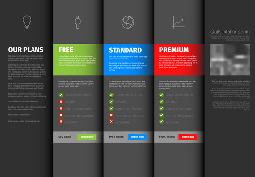 Price Table Layout with Overlapping Cards