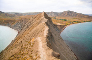 Beautiful seascape at sunset. Sunset in the Bay of Koktebel.