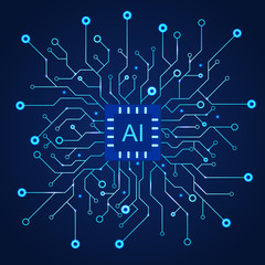 Artificial Intelligence dark blue background.