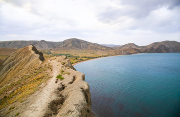 Naklejka premium Bay of Koktebel in the Crimea, Cape Chameleon