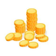 Gold coin. Lots of money isometric view.