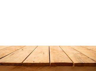 Beautiful texture wood table top texture on white background.For create product display or design key visual layout