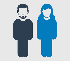 Couple Icon. Standing Male and female symbol on gray background. flat style vector eps.