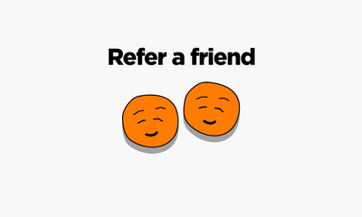 Refer a Friend Card with Two Smiling Emojis