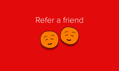 Refer a Friend Card with Two Smiling Emojis