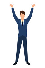 Fototapeta premium Businessman with arms up cartoon