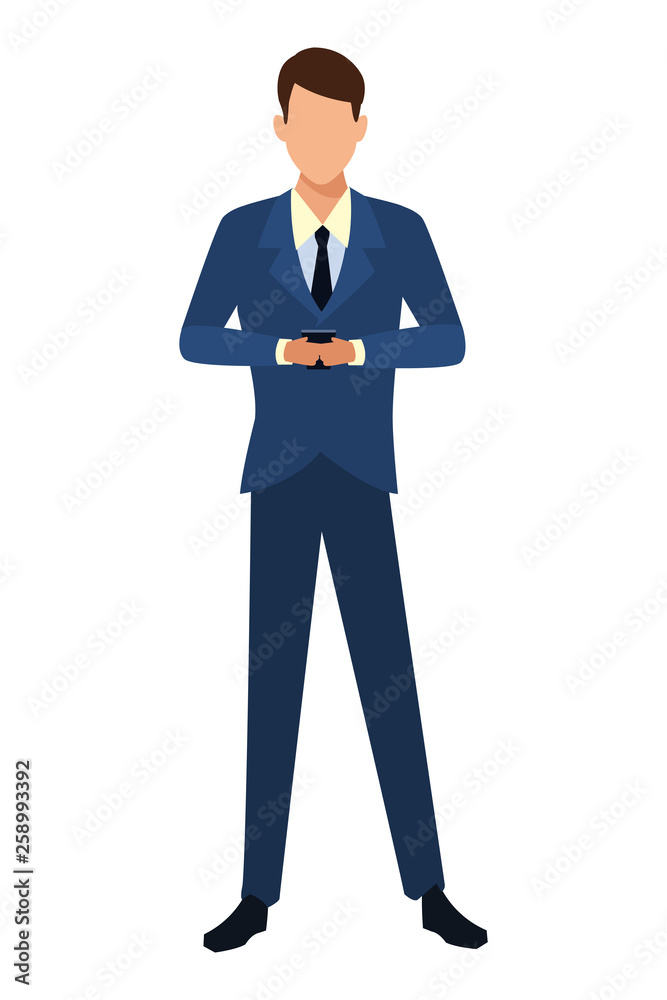 Canvas Prints businessman using smartphone cartoon