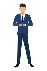 Obraz na płótnie Canvas Businessman using smartphone cartoon