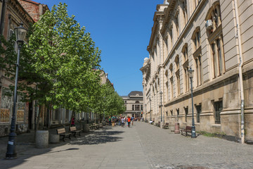 Street in Bucharest in April 2018. Central area