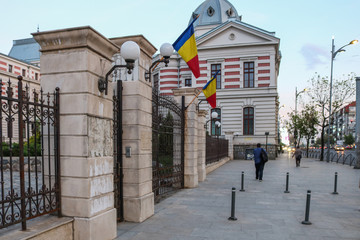 Streetview in front of the Colțea Hospital in Bucharest, Romania