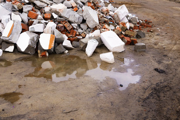 construction debris on the ground