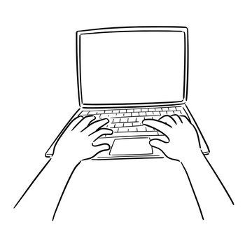 vector of hand using laptop