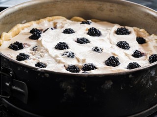 cream with blueberries