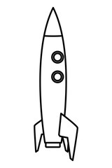 Rocket spaceship cartoon in black and white