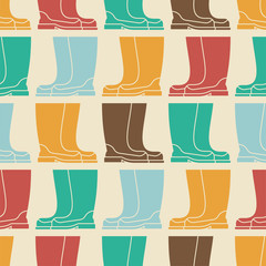 Rubber boots pattern seamless. riding boot background.