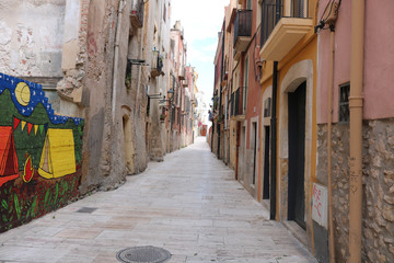 Street in Tarragona during Mediterranean games in june 2018