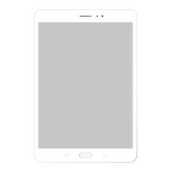 White  tablet or pad, notepad with grey screen. Tablet, pad, front view notepad icon. Ebook or pad, notepad with blank screen.