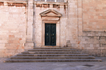 Old door on church in Dubrovnik , Croatia