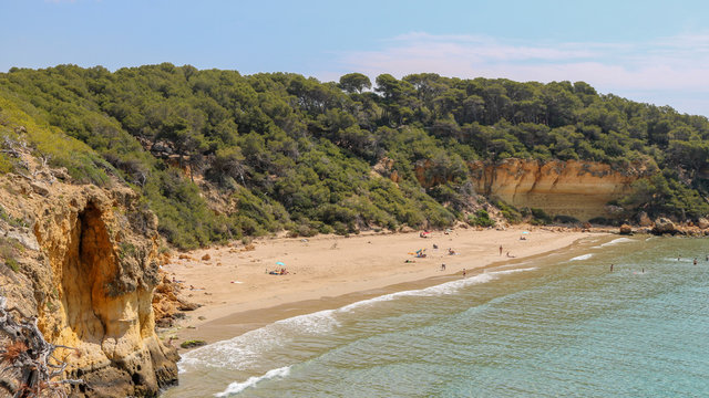 Cala Waikiki O Cala Fonda beach near Tarragona, Spain. Taken in July 2018 