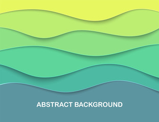Layered Papercut carve 3D backdrop. Green wavy card. Eco layout for article, header. Layered craft. Text place