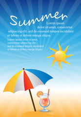 Summer Background - Vector Illustration, Graphic Design. Summer Background For Placard Template, Beach Poster, Flyer, Leaflet, Banner and Summer Party Poster