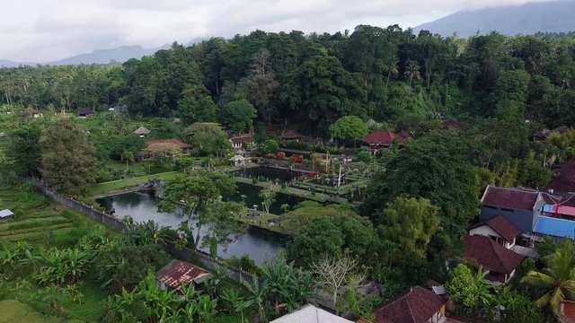 Aerial view of Tirta Gangga royal water garden.