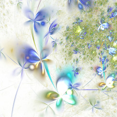 Light colorful fractal flowers, digital artwork for creative graphic design