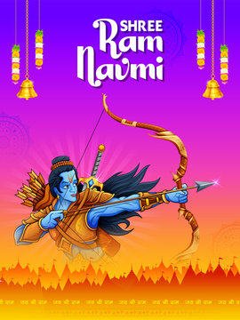 Shree Ram Navami celebration background for religious holiday of India  Stock Vector | Adobe Stock