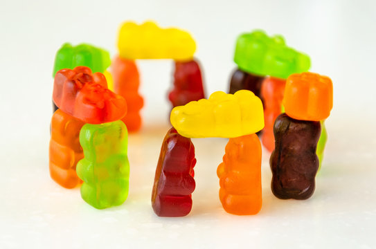 Multicolored jelly candies gummy bears
