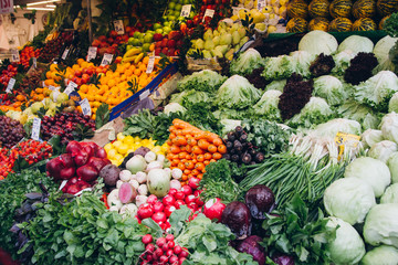 Vegetables on the market counter in Istanbul