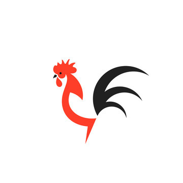 Rooster. Logo. Isolated chicken on white background