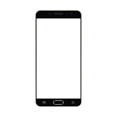 Black smartphone with white screen. Realistic smartphone icon. Smartphone, blank screen, front view.