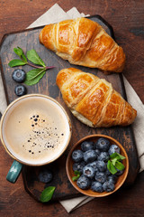 Coffee and croissants breakfast