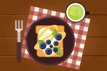 Breakfast concept. Healthy food. Flat style illustration. Vector illustration.