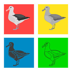 Albatros color flat, simple, line, black white colors concept icons set