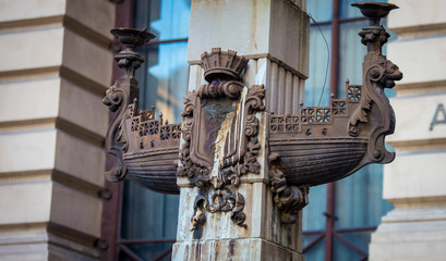 Ornate street light in Naples Italy