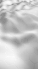 White honeycomb with a gradient color on a light background. Perspective view on polygon look like honeycomb. Wavy surface. Isometric geometry. 3D illustration