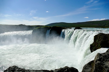Godafoss waterfall in beautiful sunshine, Iceland