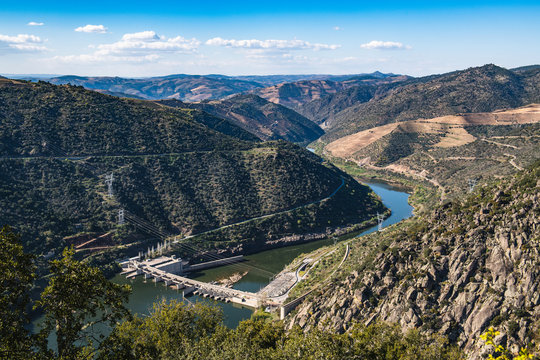 Valeira Dam and surrounding landscape
