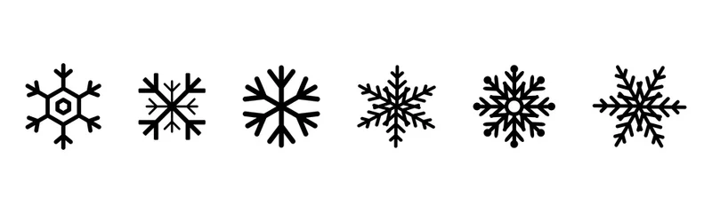 Fotobehang Set of black Snowflakes icons. Black snowflake. Snowflakes template. Snowflake winter. Snowflakes icons. Snowflake vector icon © smile3377