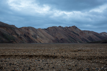 lava field on a background of mountains