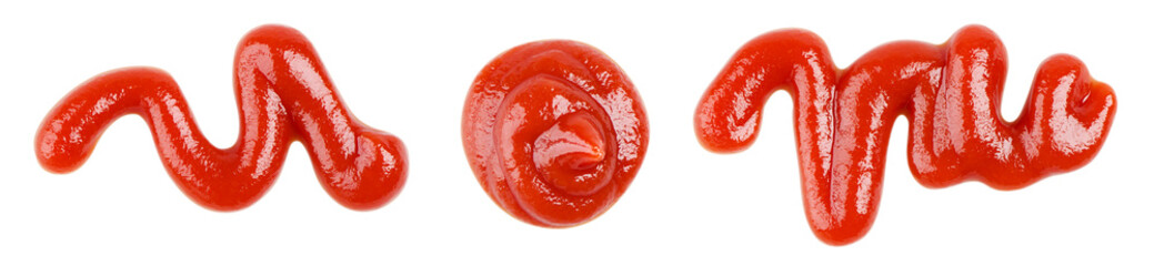 Isolated tomato ketchup (tomato sauce). Red ketchup splashes isolated on white background with clipping path
