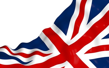 Waving flag of the Great Britain. British flag. United Kingdom of Great Britain and Northern Ireland. State symbol of the UK. 3D illustration