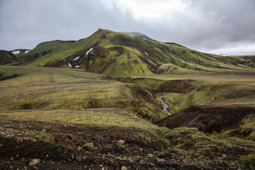 Fototapeta na wymiar landscape in Iceland against a leaden and gloomy sky