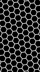 White honeycomb on a black background. Vertical image orientation. Isometric geometry. 3D illustration