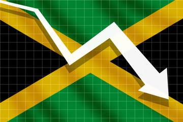 arrow fall down on the background of the Jamaica flag 