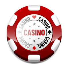 Fototapeta premium Casino red glossy chip icon