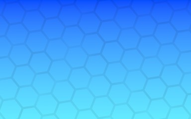 Translucent honeycomb on a gradient blue sky background. Perspective view on polygon look like honeycomb. Isometric geometry. 3D illustration