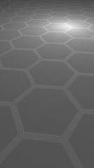 Honeycomb on a gray background. Perspective view on polygon look like honeycomb. Extruded, bump cell. Isometric geometry. Vertical image orientation. 3D illustration